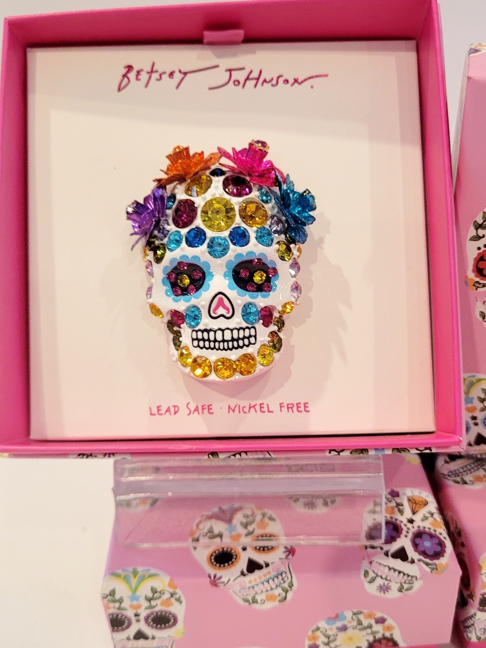 Betsey Johnson Jeweled Sugar Skull Brooch